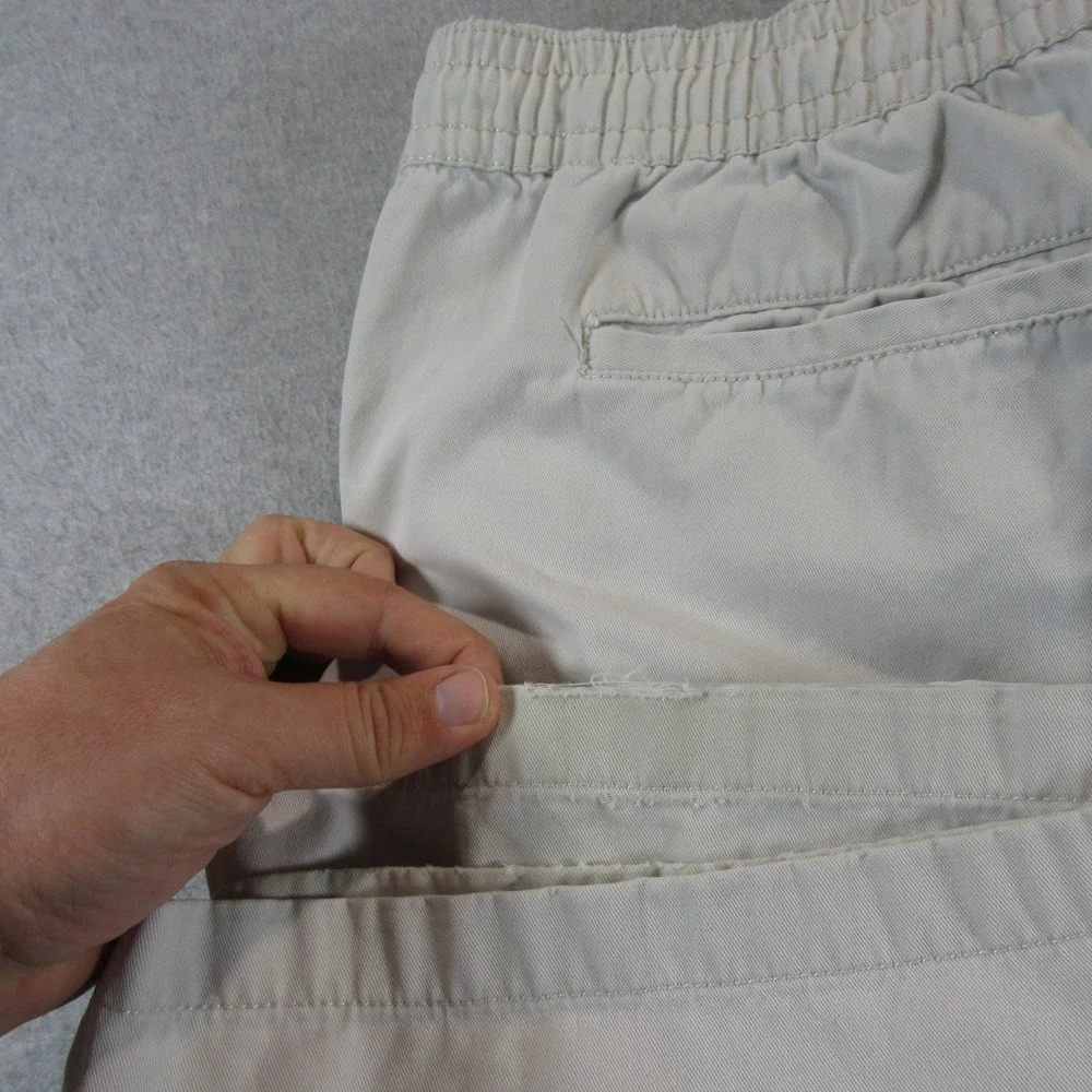 Ocean Pacific Mens Pull On Cargo Shorts XL x 10 Beige Cotton Elastic Waist